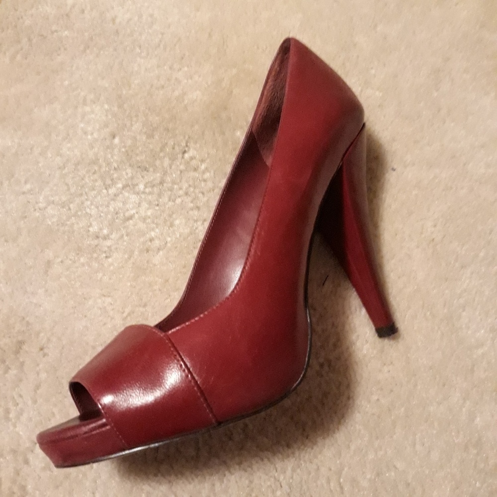 Aldo Wine Colored High Heel Peep Toe Pumps 8M
